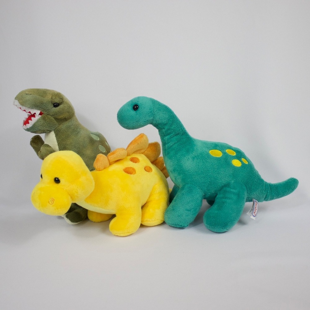 Pretex Dinosaur Plush Lot of 3 Brachiosaurus Stegosaurus‎ T-Rex